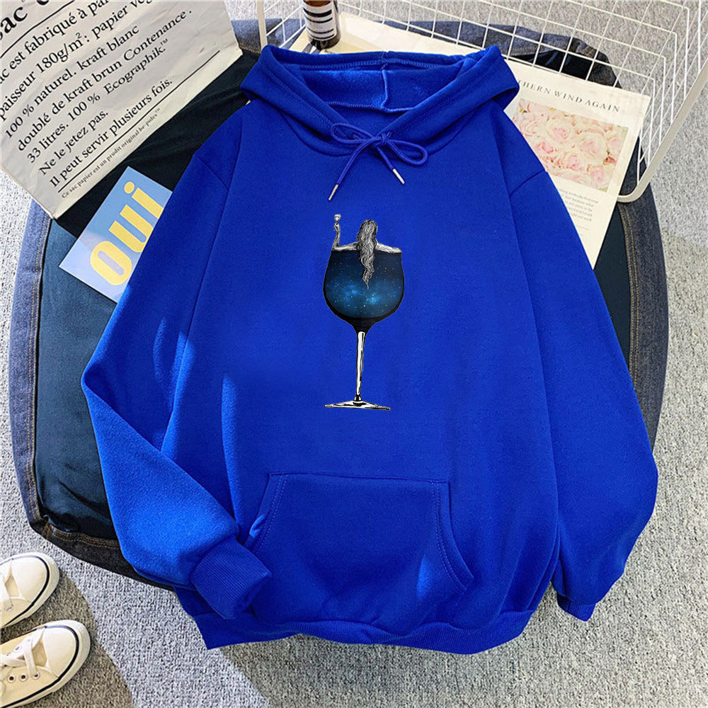 Kvinders hoodie med kreativ cocktail design Skovae