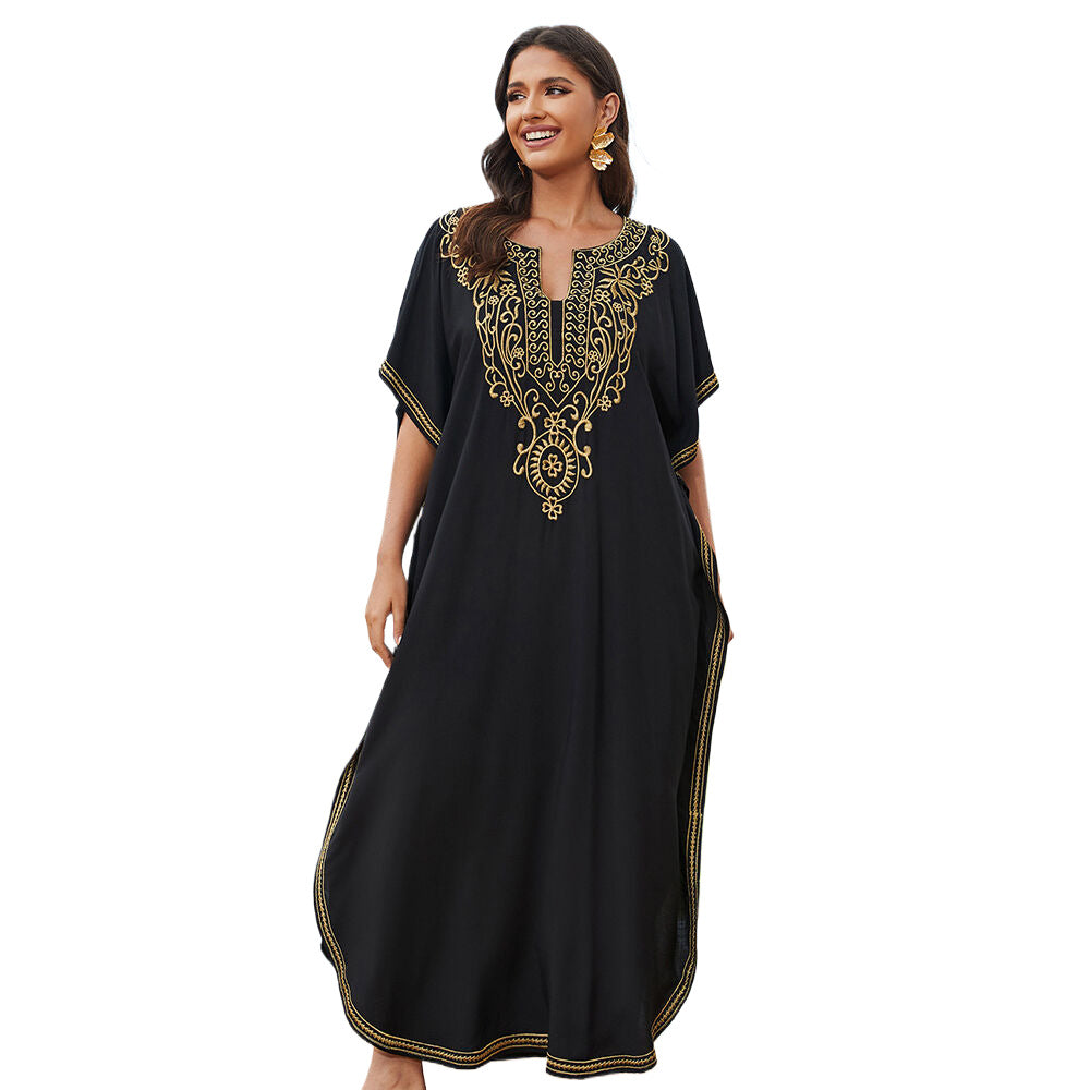 Dame luftig Kaftan med kunstneriske broderier Stilla