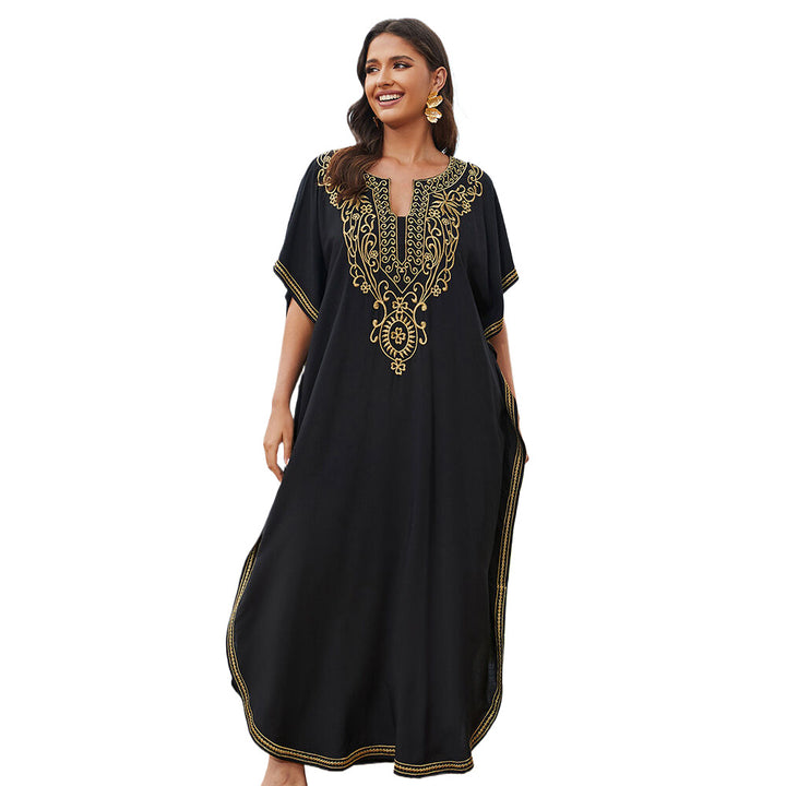 Dame luftig Kaftan med kunstneriske broderier Stilla