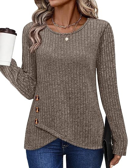 Damer fashionable og casual top med knapdetaljer Stilla