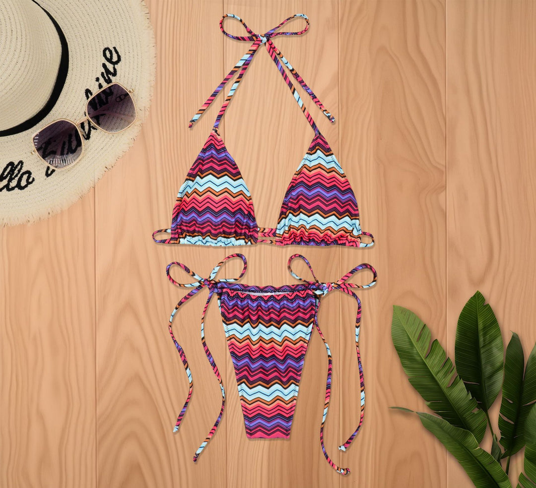 Dame Triangel-Bikini-sæt med blomstermotiv og individuelt justerbare stropper Stilla