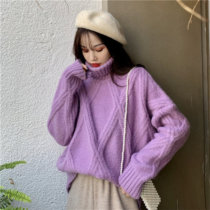 Femme Chunky Kabelstrik Rullekravepullover Stilla