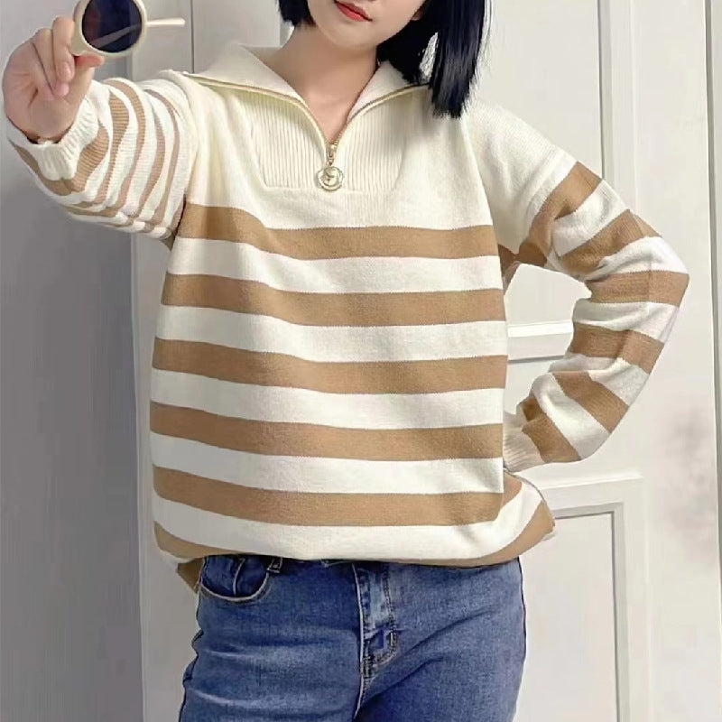 Femme Zip-Up Stribet Sweatshirt Stilla
