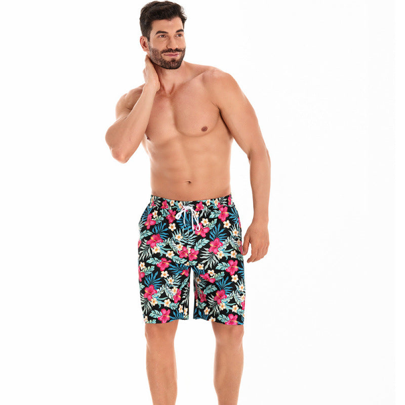 Herre badshorts med blomster mønster og elastisk talje Skovae