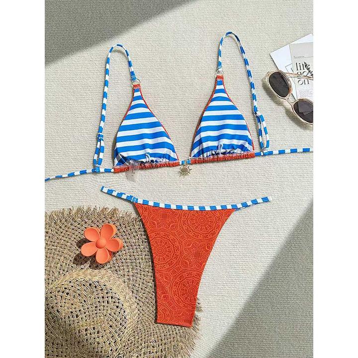 Dame triangel-bikini med moderigtigt bånd og polerede detaljer Skovae