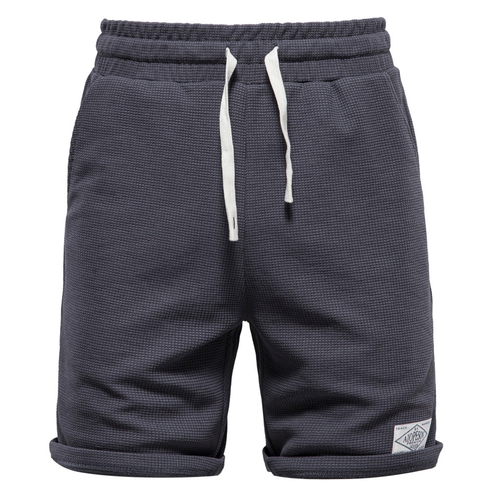 Herrer Sportslige Vaffelstof-Shorts med elastisk Talje og Snøre Stilla