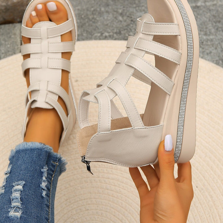 Dame Wedge-sandaler med justerbare stropper og glitrende accentstriber Stilla
