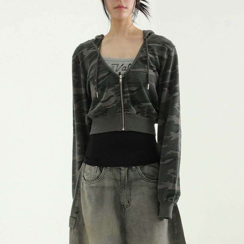 Dame sporty cropped zip hoodie Stilla