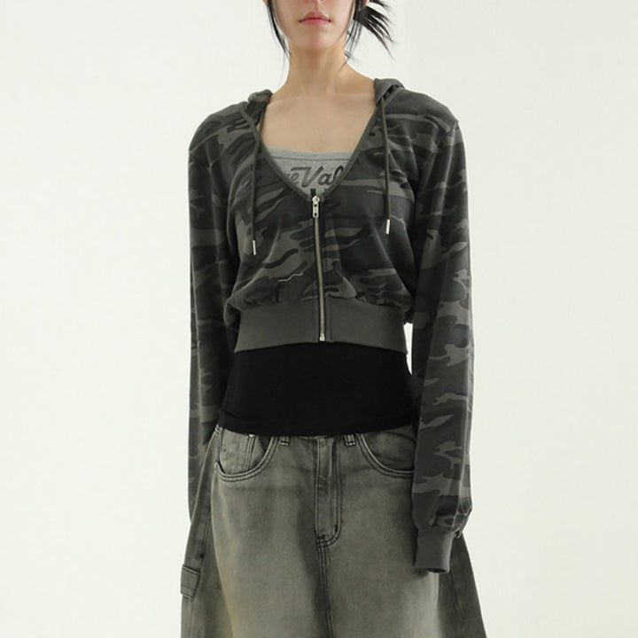 Dame sporty cropped zip hoodie Stilla