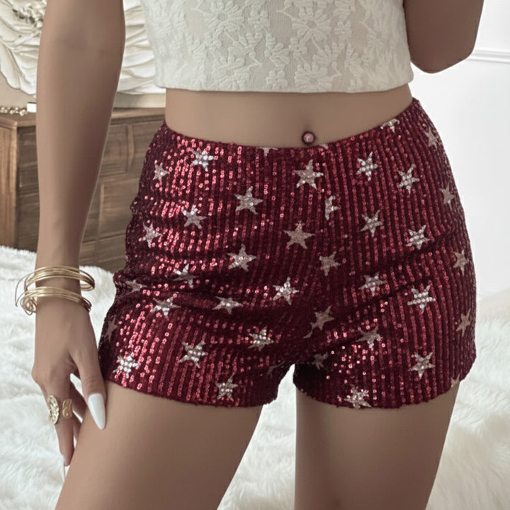 Dame Mini skirt med funklende paljetter og legende prikdesign Skovae