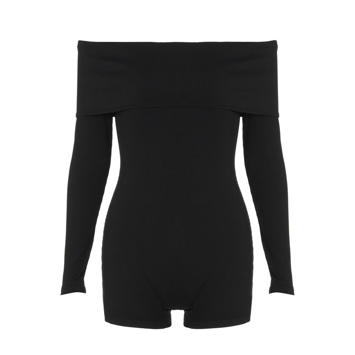 Dame Off-Shoulder Jumpsuit med lange ærmer og figursyet snit Stilla