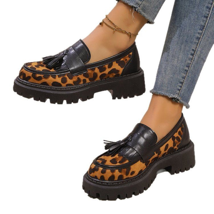 Dame Chunky Loafers med dygtigt dyremønster og fashionabelt frynse-detalje Stilla