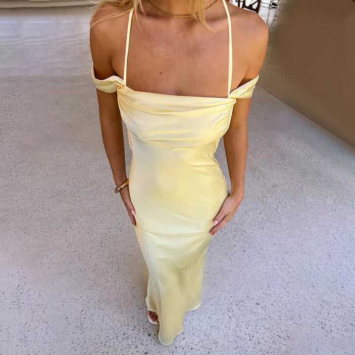 Dame Off-Shoulder Maxikjole med elegant indviklingsdesign Skovae