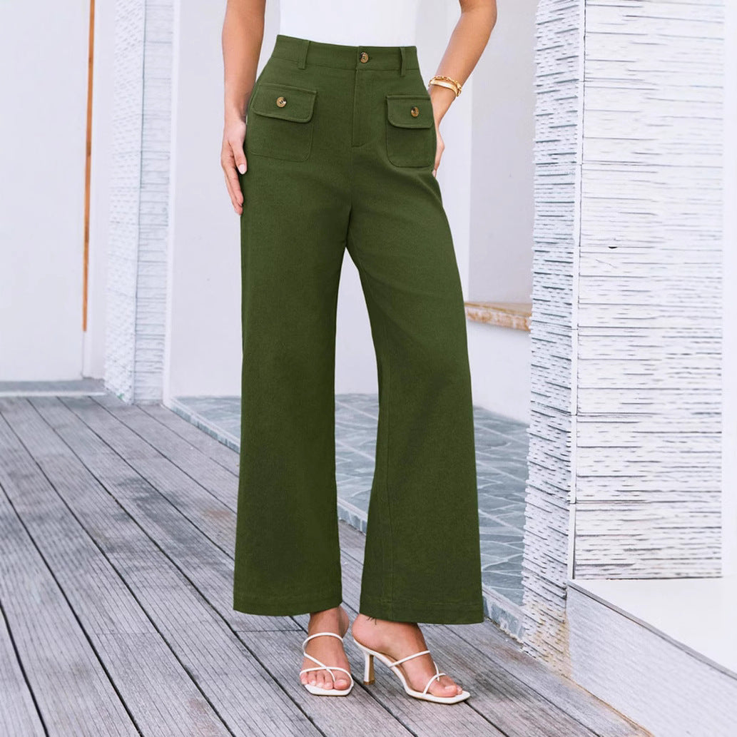 Dame Bred High-Waist-Bukser med Lommer Stilla