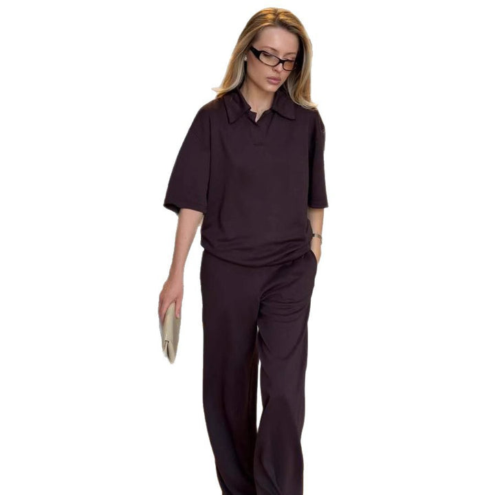 Dame elegant kombination af bluse og bred buksedragt Stilla