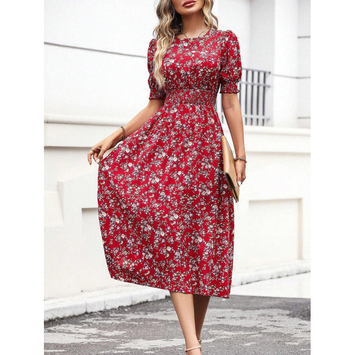 Dame Let Maxi Kjole med Blomsterprint og Smock-Talje Stilla
