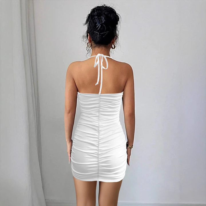 Dame Sexy Minikjole med cut-out detaljer og rynket design Skovae