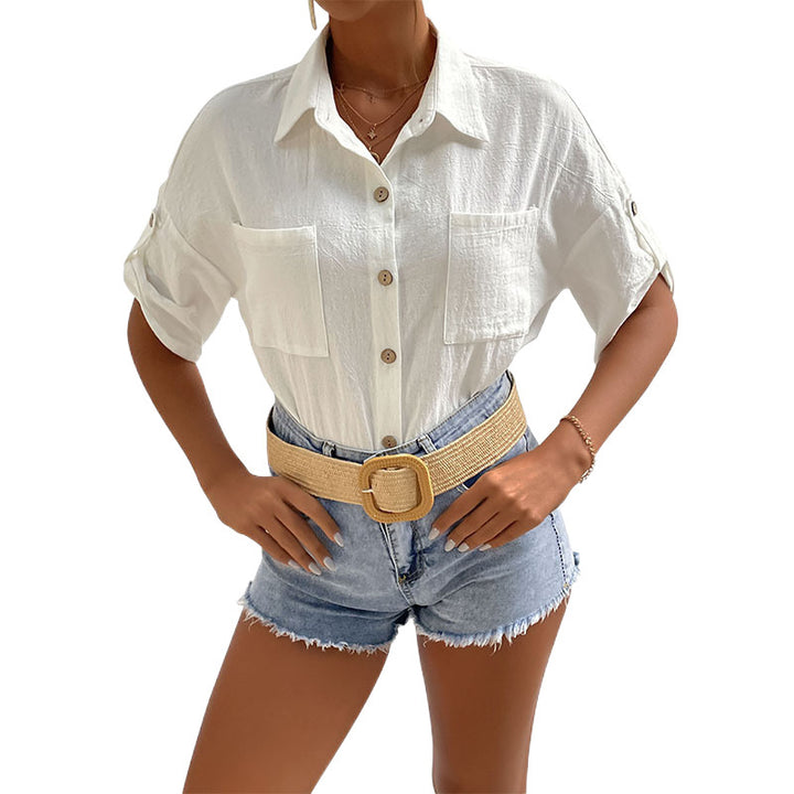 Dame Relaxed Fit Button-Up Skjorte Stilla