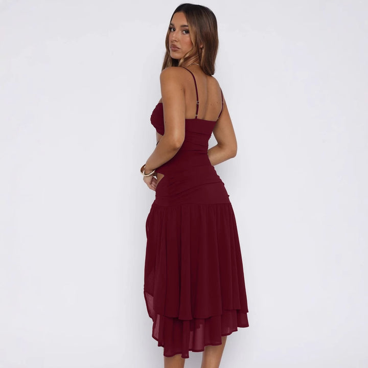 Dame Elegant Cut-Out Maxikjole med svajende nederdel og fine stropper Stilla