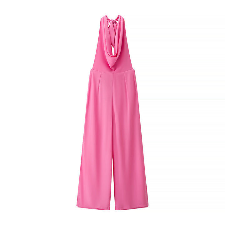 Dame elegant jumpsuit med asymmetrisk rygudskæring og bredt ben Stilla