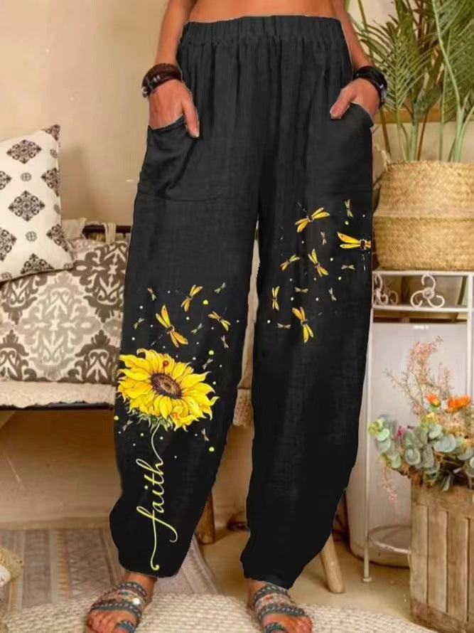 Damer bred Boho-bukser med blomsterdesign og praktiske lommer Stilla