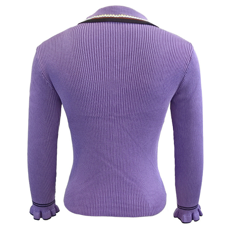 Kvinders elegante striktop med modekrave Stilla