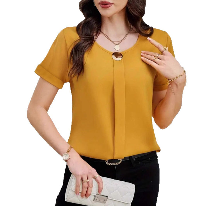 Dame Chiffon Bluse med elegant knaplukning Stilla