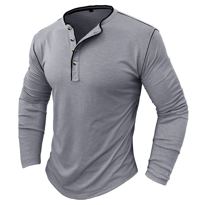 Herre Langærmet Henley-Shirt med fashionable detaljer og behagelig pasform Stilla