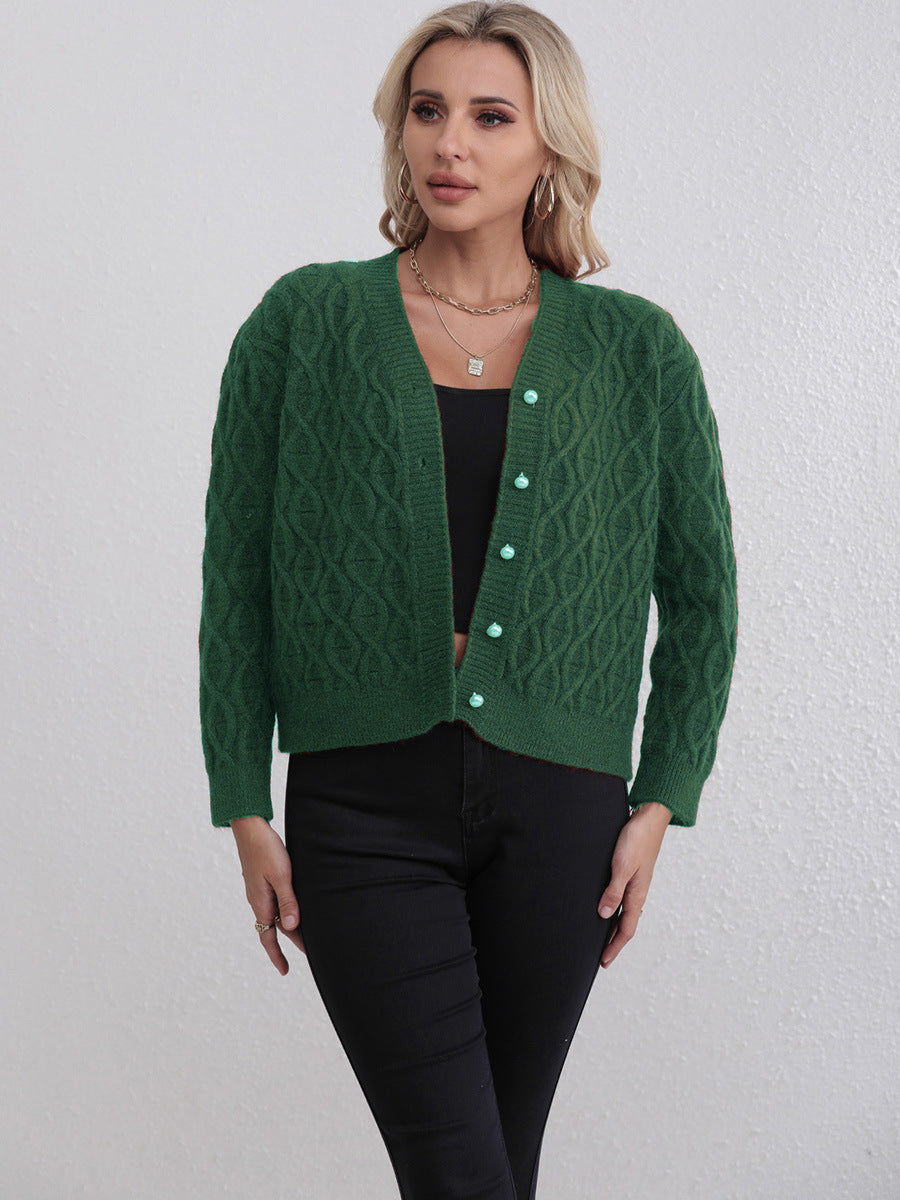 Femme Struktureret Strikcardigan med Dekorative Knapper Stilla