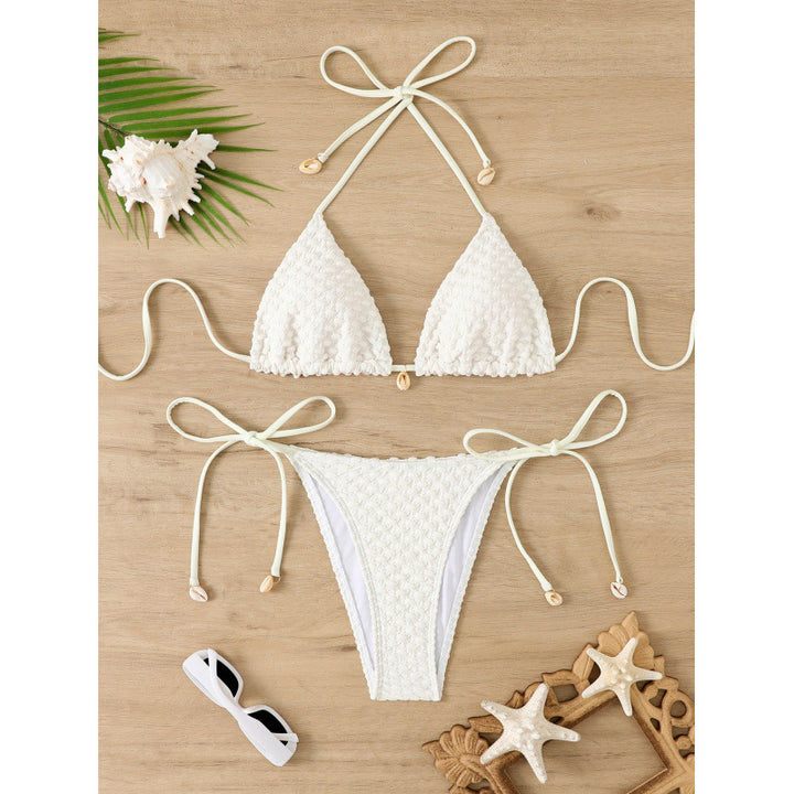 Dame Bikini-sæt med håndcrochetet design og justerbare bindebånd Stilla