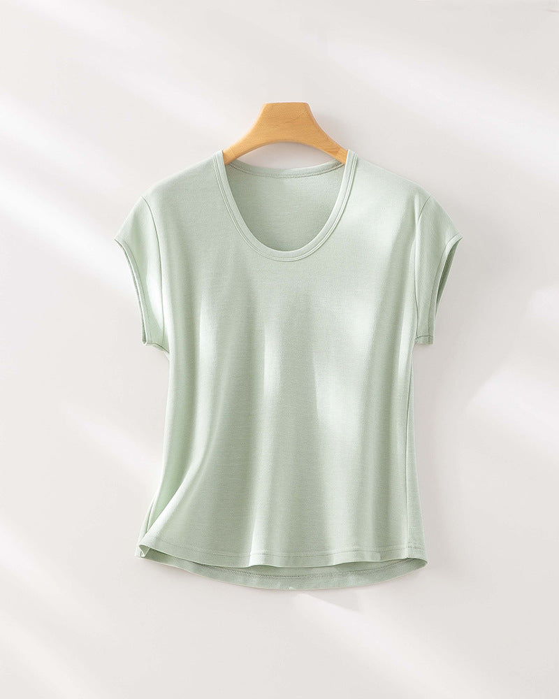Femme Cap Sleeve Modal Blandingsmateriale Top Stilla