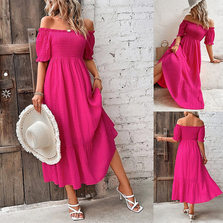 Frau Off-Shoulder Skik Maxi Kjole Stilla