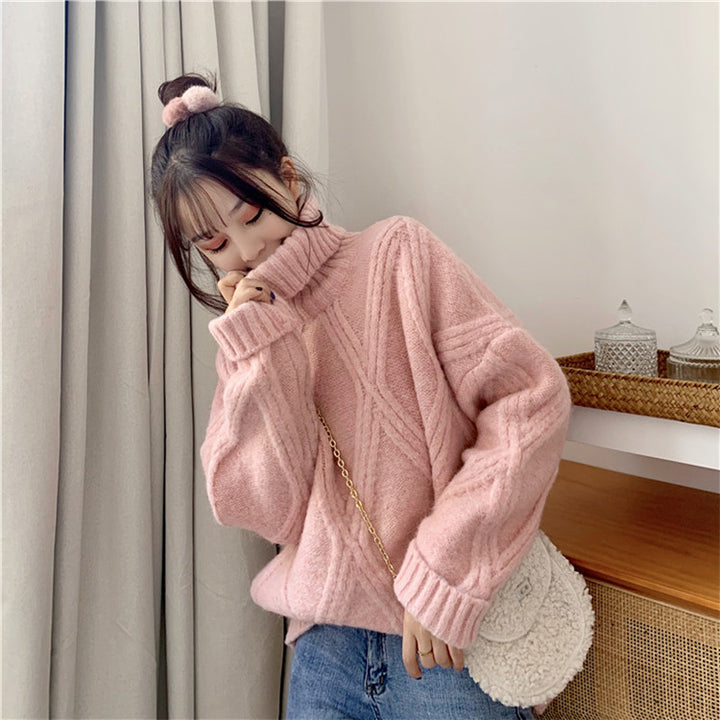 Femme Chunky Kabelstrik Rullekravepullover Stilla