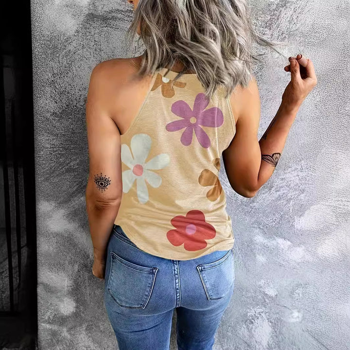 Dame afslappet tanktop med blomstermønster Stilla