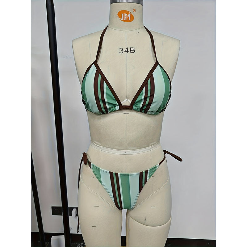 Dame triangelbikini med justerbare stropper og elegante bindedetaljer Skovae