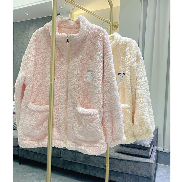 Dame Fleece-Pyjama-sæt med lynlås og hyggeligt materiale Stilla