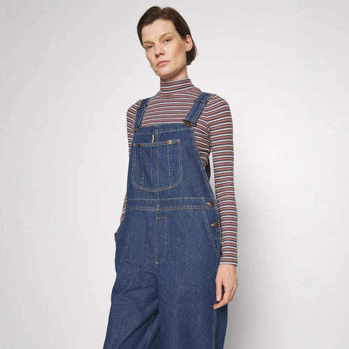 Dame denim overalls med bred ben og justerbare stropper Skovae