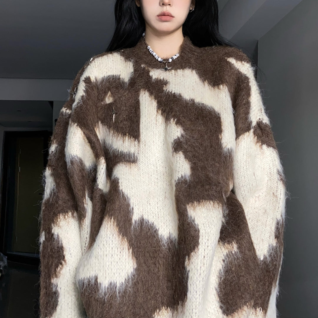 Kvinders oversized sweater med tekstureret mønstermix og afslappet snit Stilla