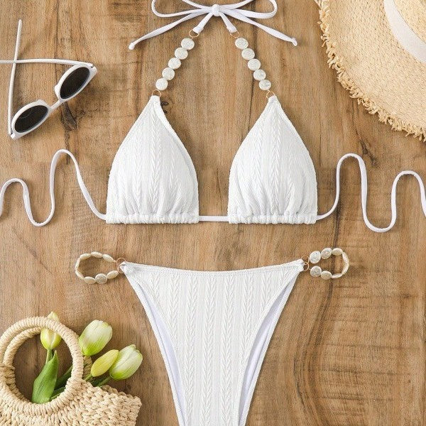 Dame Triangel-Bikini-Sæt med elegante muslingedetaljer og raffineret design Stilla
