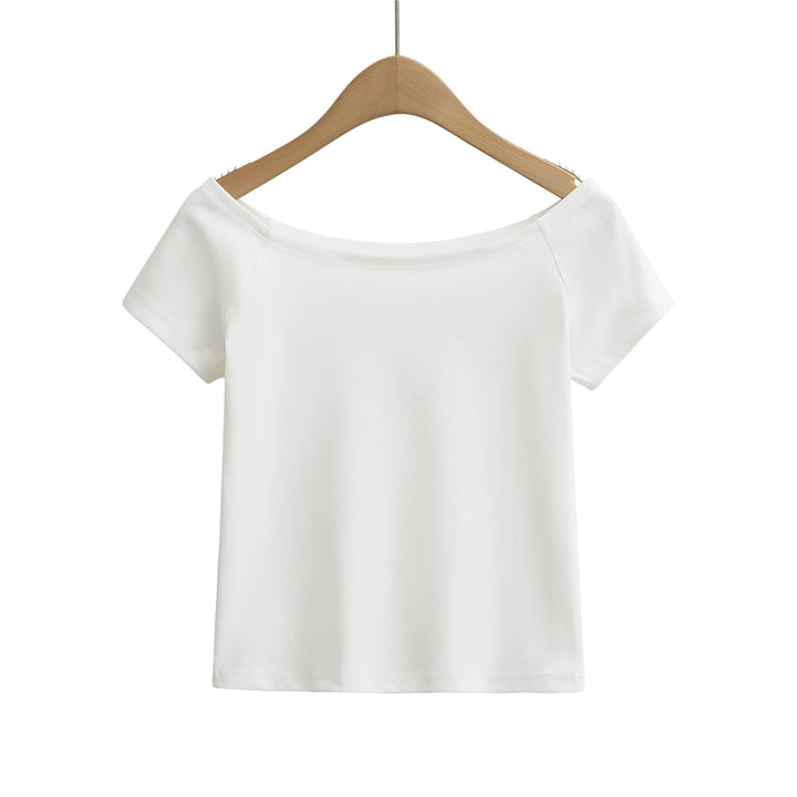 Dame afslappet Off-Shoulder T-shirt lavet af høj kvalitets bomuldsblanding Stilla