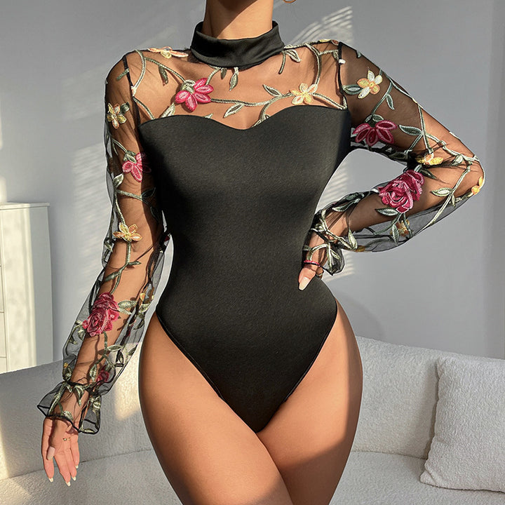 Dame Elegant Body med specialiseret blomst- og netdesign Stilla