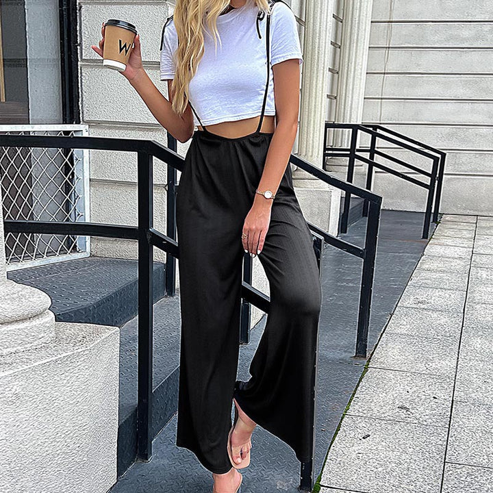 Dame Bredbent Casual Jumpsuit med Justerbare Stropper Stilla