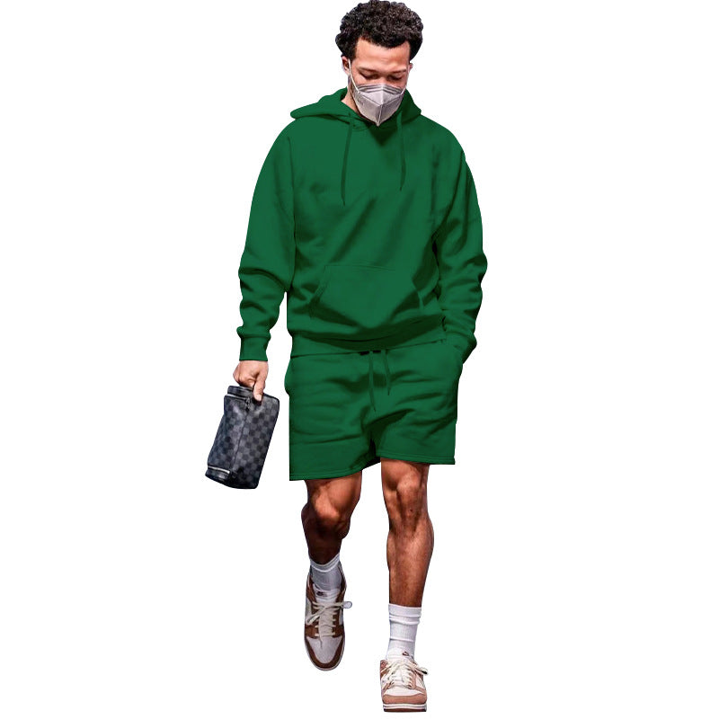 Herre afslappet hoodie- og shorts-sæt i åndbart materiale med praktiske lommer Stilla