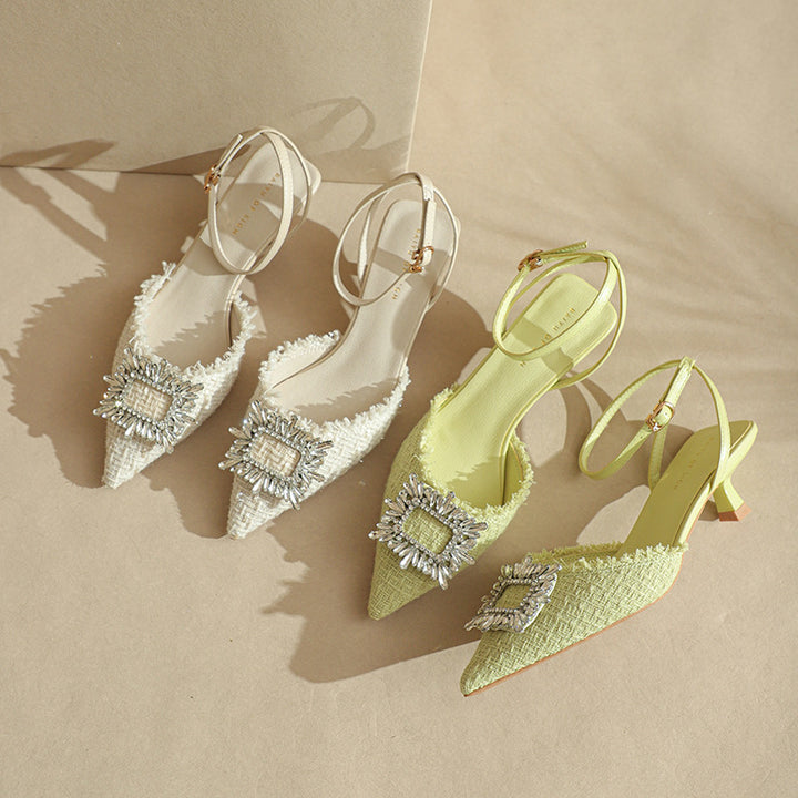 Dame elegante spidse slingback-hæle med krystalfunktion detalje Stilla