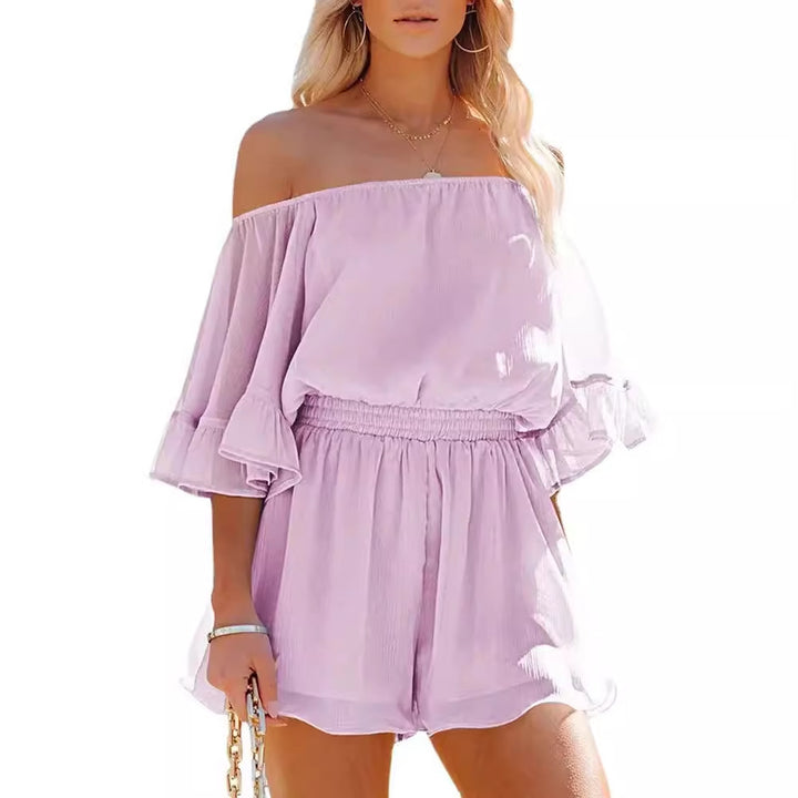 Dame Off-Shoulder Jumpsuit med voluminøse Rüschensleeves Stilla