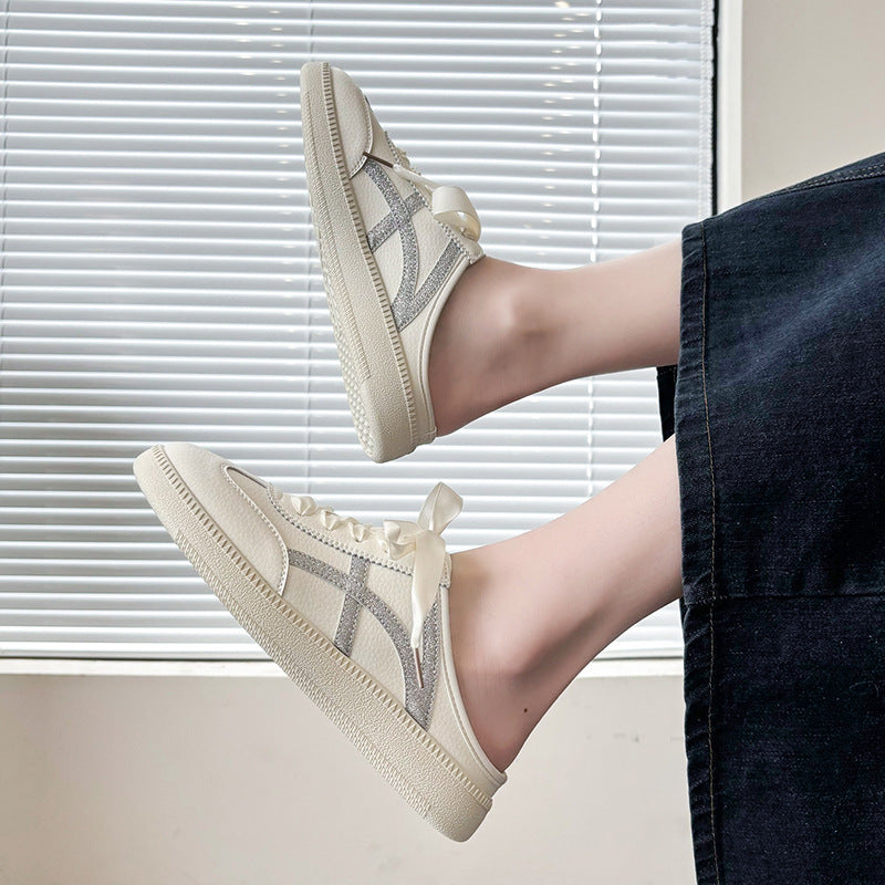 Dame Chic Snørebånd-Casual-Sneaker med Glitteraccent Stilla