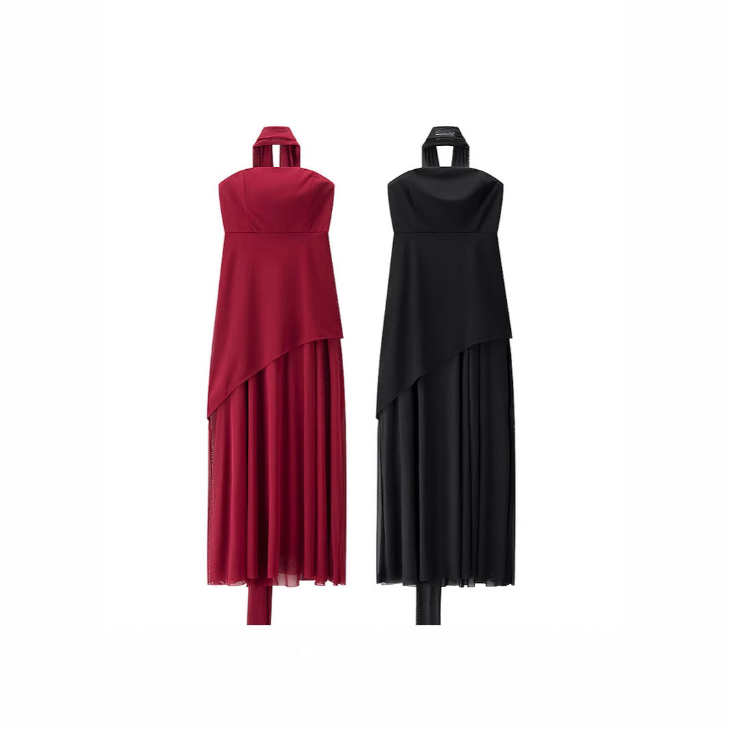 Dame Maxikjole med asymmetrisk snit og elegant drapering Stilla