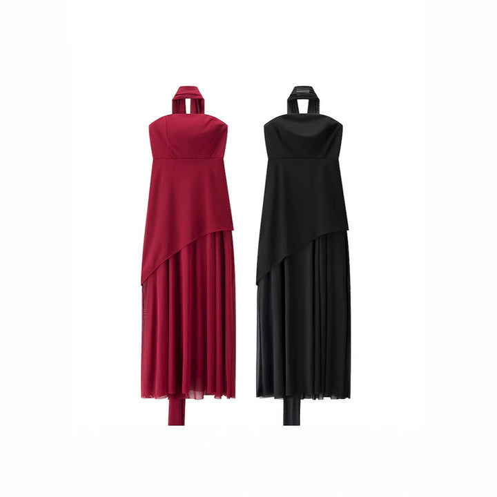 Dame Maxikjole med asymmetrisk snit og elegant drapering Stilla