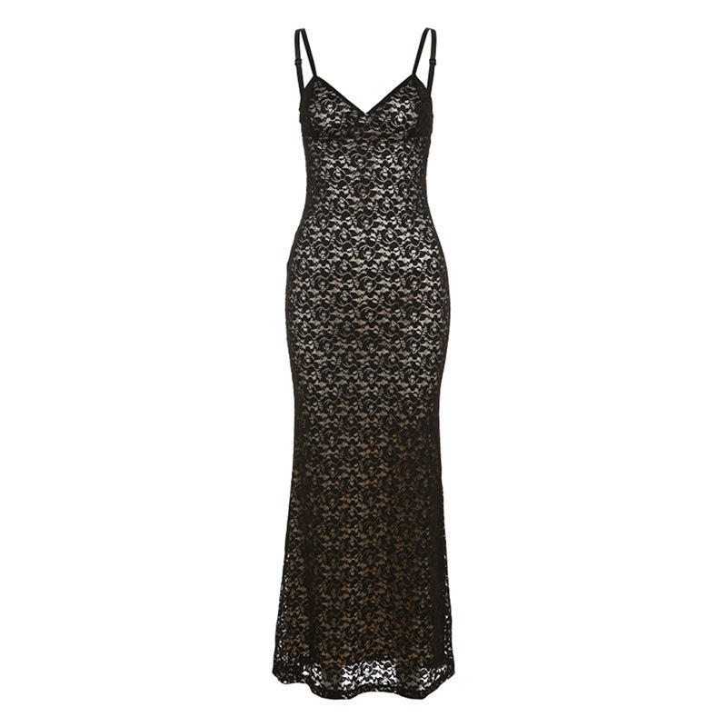 Dame Spids-Maxi Kjole med elegante Stropper Skovae