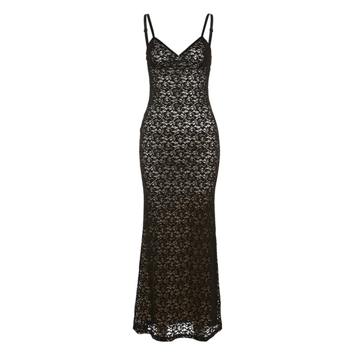 Dame Spids-Maxi Kjole med elegante Stropper Skovae
